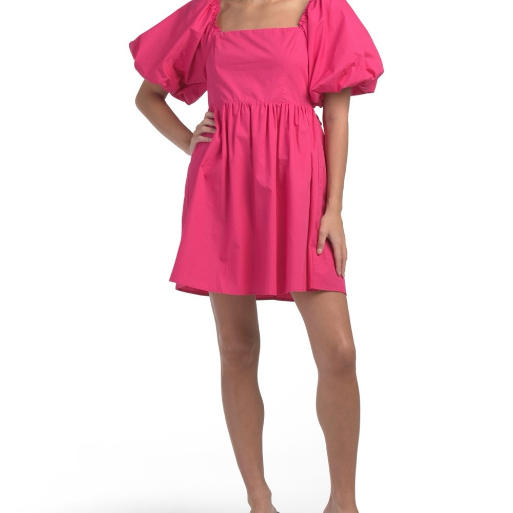 Sugarlips Pink Puff Sleeve Mini Dress